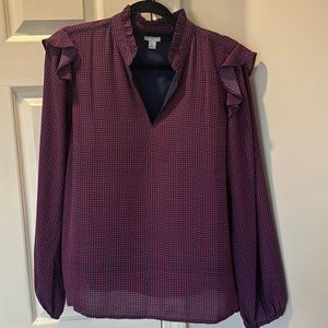 Pink and Navy J Crew Factory Blouse